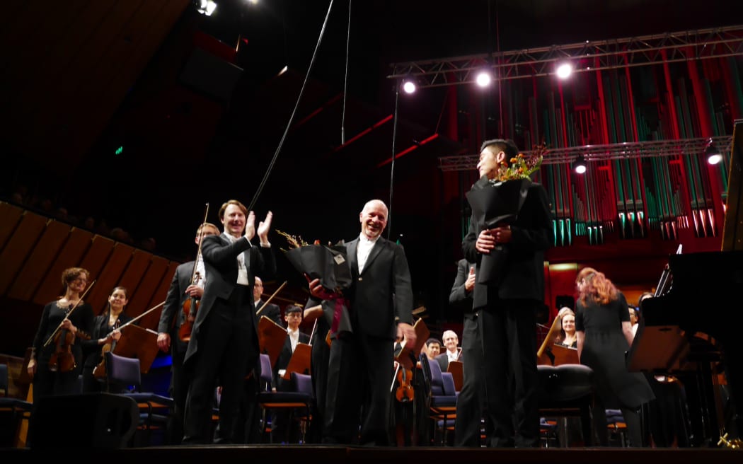 Benjamin Northey, Michael Houstoun & Tony Chen Lin at Christchurch Town Hall reopening concert