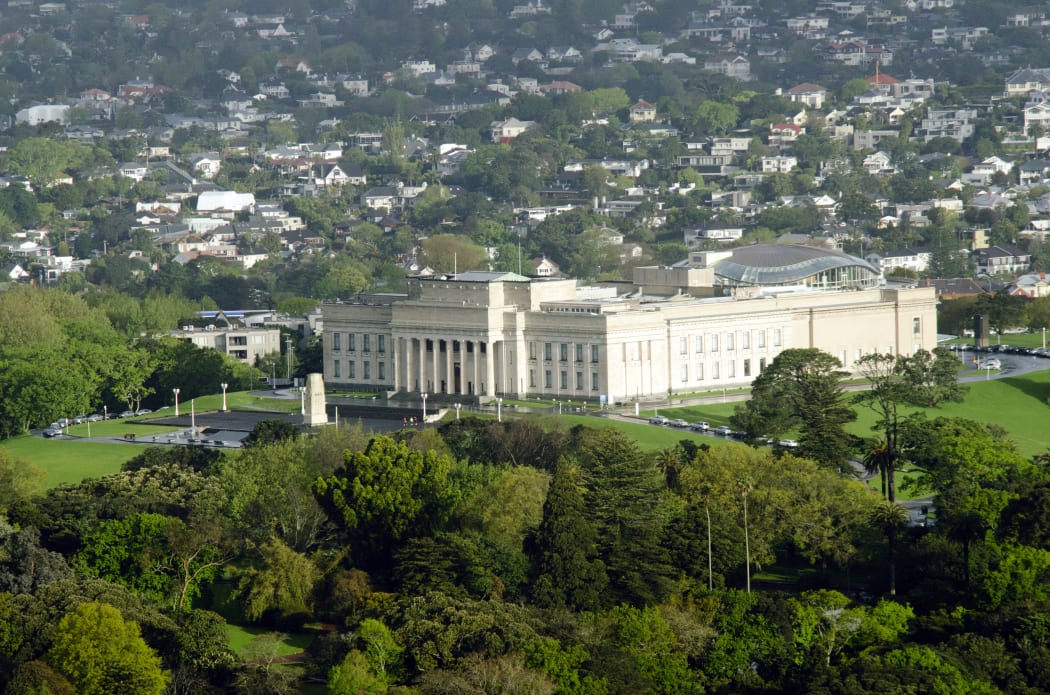 AUCKLAND, NZ - OCT 08:Aerial view of Auckland War Memorial Museum on Oct 08 2013.The museum is the most popular visitor attraction in New Zealand's largest city (population 1.5 million)