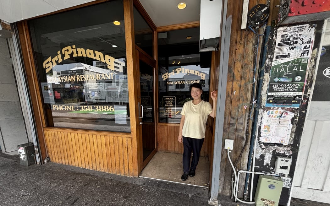 Sri Penang owner Ange Siew in from of her iconic K-road restaurant
