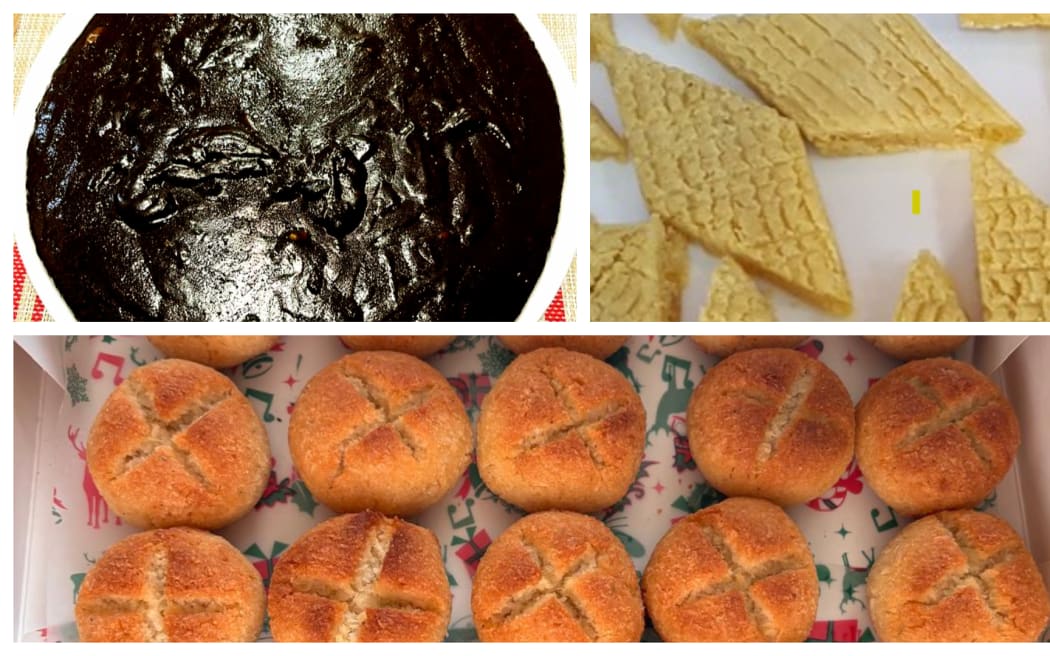 Goan dodol (top left), doce de grao (top right) and bolinhas are Christmas favorites.