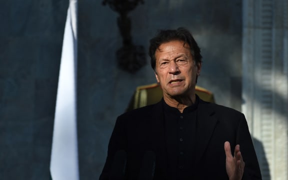 Pakistan's Prime Minister Imran Khan at a press conference at the Presidential Palace in Kabul on 19 November 2020.