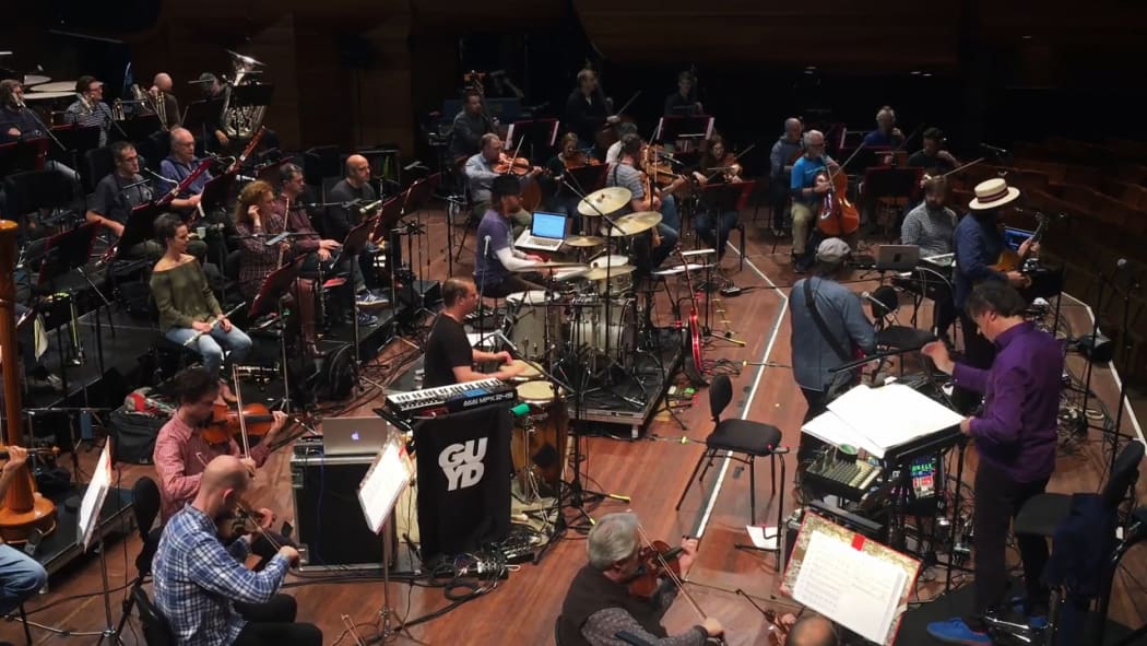 The Phoenix Foundation and The NZSO rehearsing ahead of their tour together.
