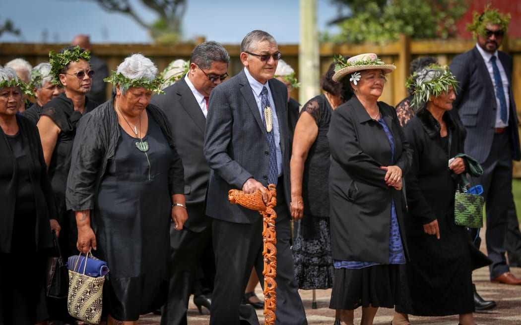 The Maori KingTuheitia Paki being welcomed onto Ōrākei Marae.