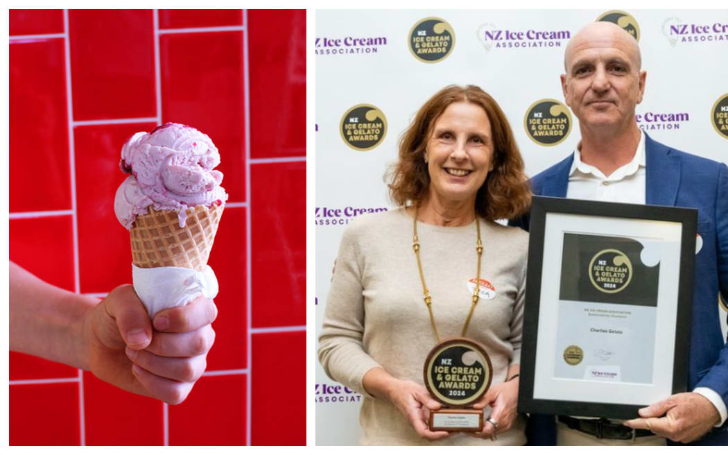 Tania Nevill and Andrew Cole with their recent titles at the Ice Cream and Gelato Awards.
