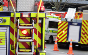 Hotel Grand Chancellor: fire trucks and ambulances at the scene.