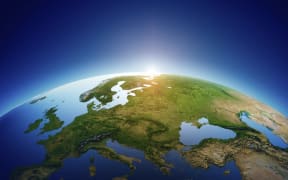 Sunrise over Earth, illustration. (Photo by Visible Earth, NASA/JOHAN SWANEP / JSW / Science Photo Library via AFP)