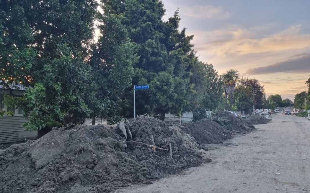 Pictures of Joll Road, Havelock North. The town was largely spared from the cyclone but a small pocket wasn't so lucky. This street backs on to the Mangarau Stream, and was ravaged. A stark contrast to the manicured lawns and neatly trimmed hedges on neighbouring streets.