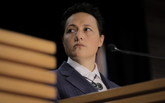 Justice Minister Kiri Allan at the announcement of a new ram-raid offence on 19 July 2023.