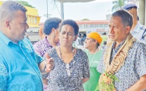 United Nations Pacific co-ordinator Sanaka Samarasinha (right) meets  members of the Market Vendors Association in western Viti Levu in Fiji.