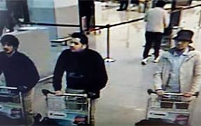The suspects caught on camera at Zaventem airport.