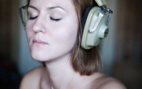 Woman wearing headphones