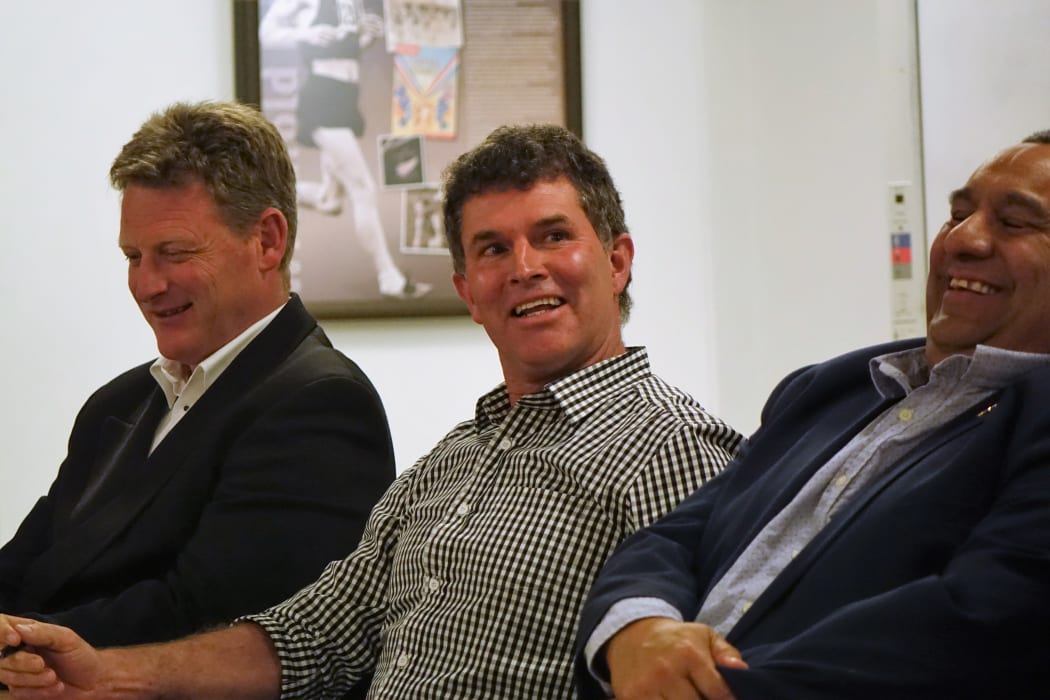 Tim King (centre) flanked by rivals Dean McNamara (left) and Brent Maru.