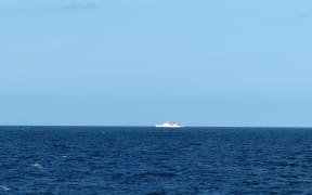 This handout photo taken and released on December 29, 2025, by the Taiwan Coast Guard shows Chinese Coast Guard vessel No. 1303 being detected 23 nautical miles northwest of Pengjia Islet.