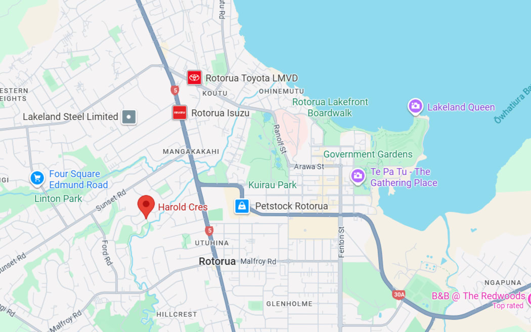 Harold Crescent is in the central Rotorua suburb of Fordlands.