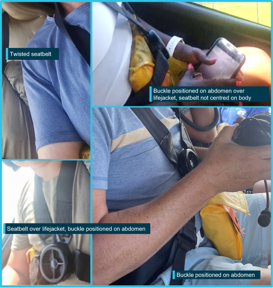 The Australian Transport Safety Bureau found problems with the way passengers were belted in the helicopters.