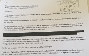 Letter from Brian Henry sent to National MP Nick Smith and leader Simon Bridges.