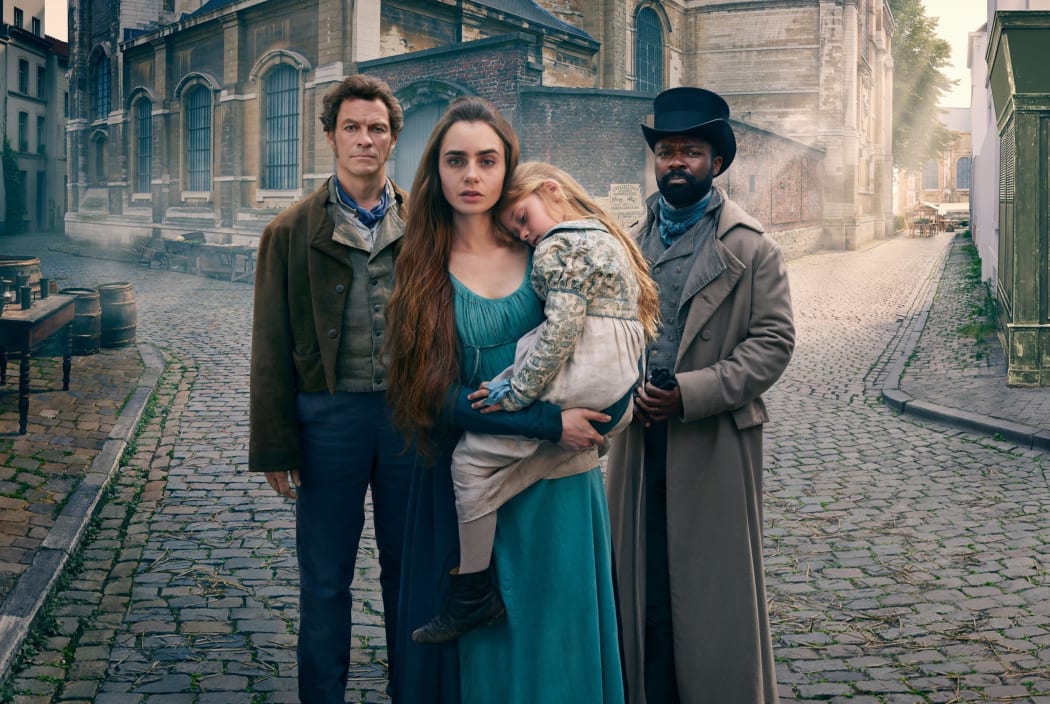 Dominic West, Lily Collins, Mailow Defoy and David Oyewelo in the new Les Misérables