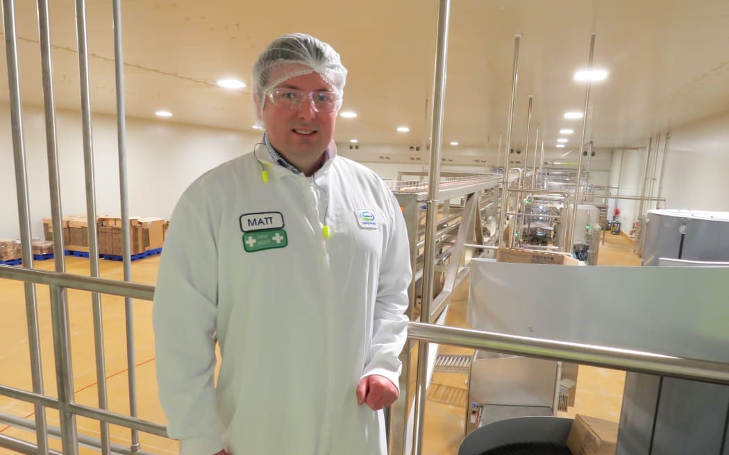 Fonterra's Darfield plant manager Matt Smith in the cream cheese blending room.