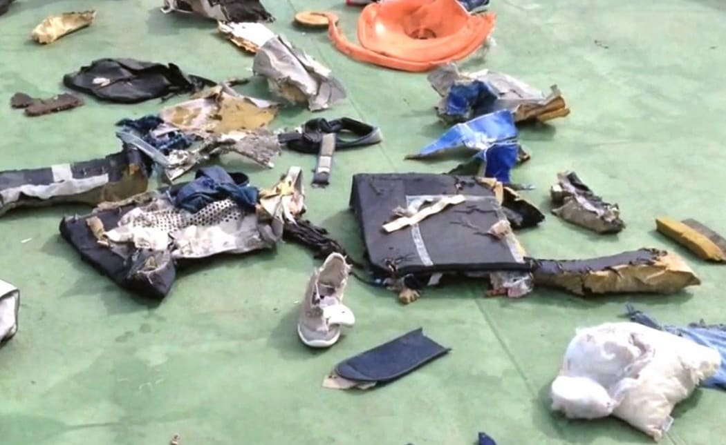 An image grab taken from a video uploaded on the official Facebook page of the Egyptian military spokesperson on May 21, 2016 and taken from an undisclosed location reportedly shows some debris.