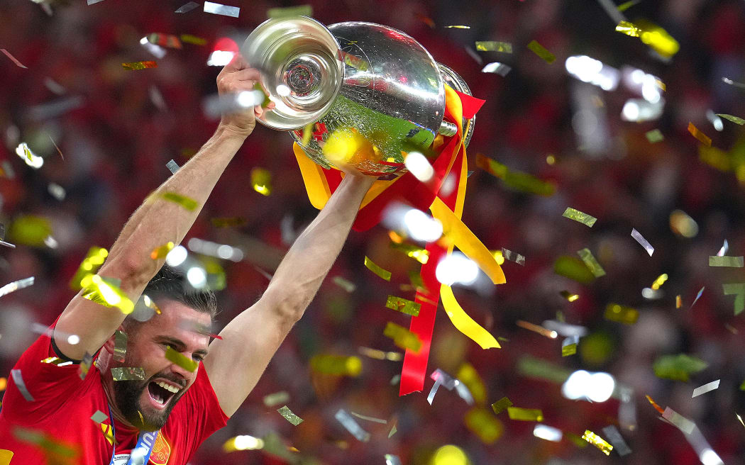 Spain's Nacho during celebrations after they won the Euro 2024 final against England.