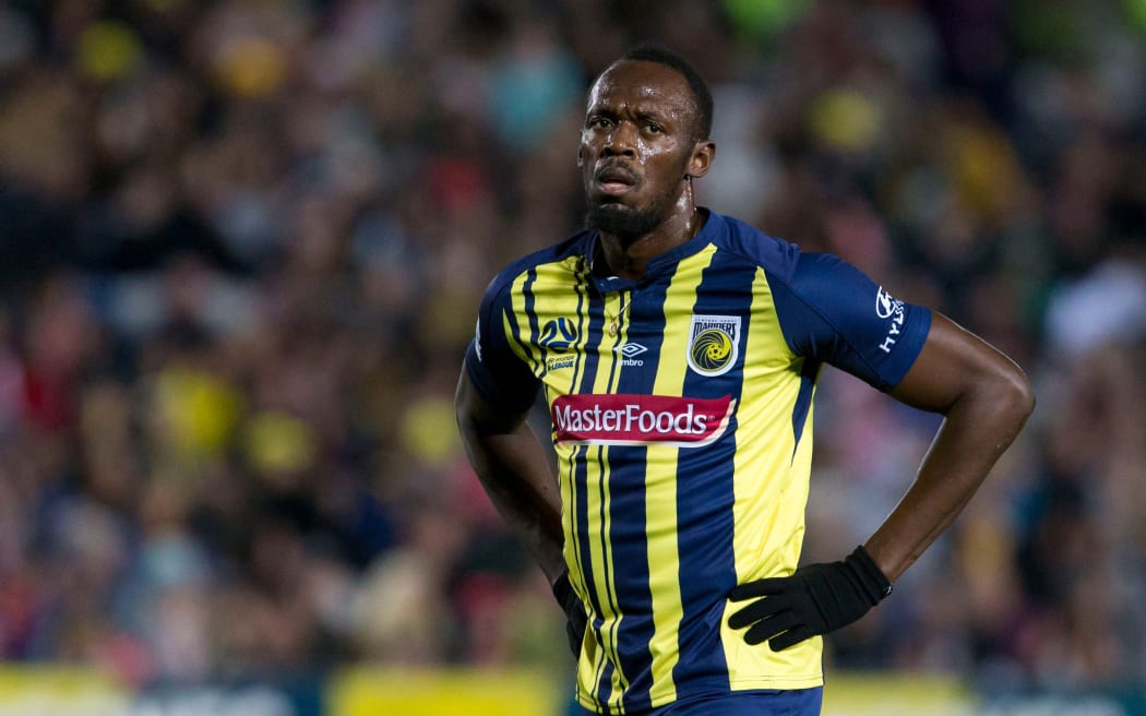 Usain Bolt playing for Central Coast Mariners