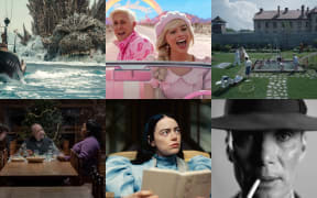A composite of publicity images from films that won Oscars in 2024