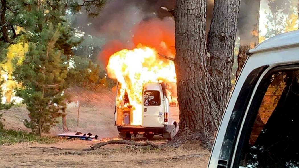 The vehicle was fully ablaze in less than 30 seconds, witnesses say.