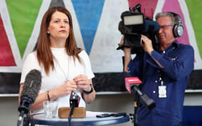 Victoria Crone confirms her bid for the Auckland mayoralty at a news conference on 14 December 2015.