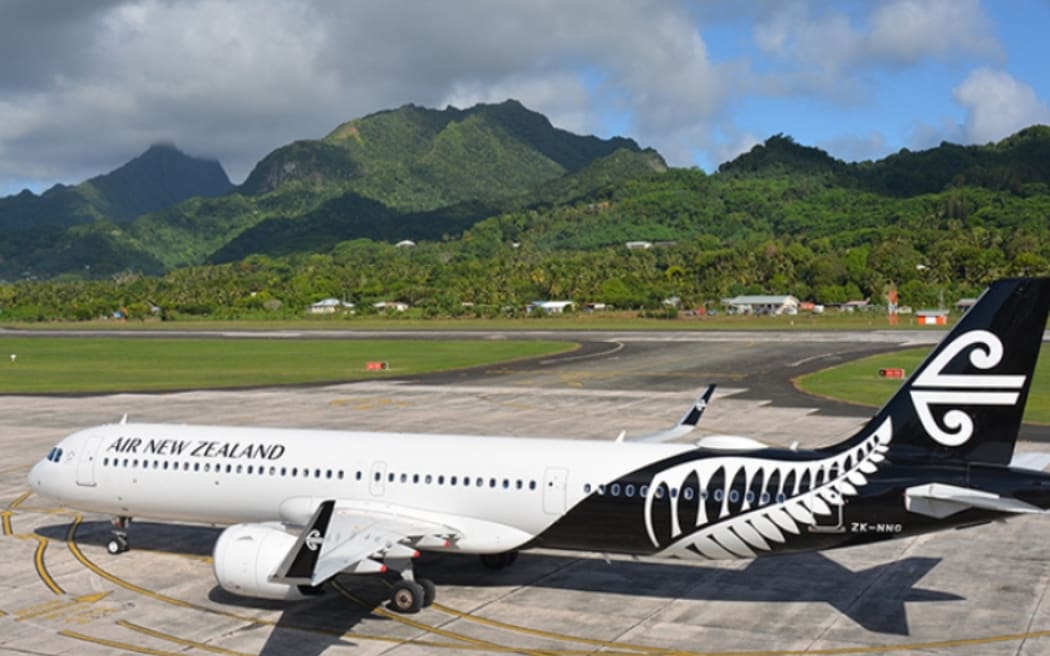 An Air New Zealand flight arrives at Rarotonga International Airport. Photo: Cook Islands News