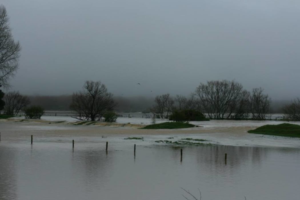 Flooding near Moerewa on Saturday night.