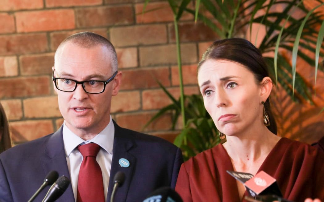 Health Minister David Clark and Prime Minister Jacinda Ardern at the government's response to the mental health inquiry report.