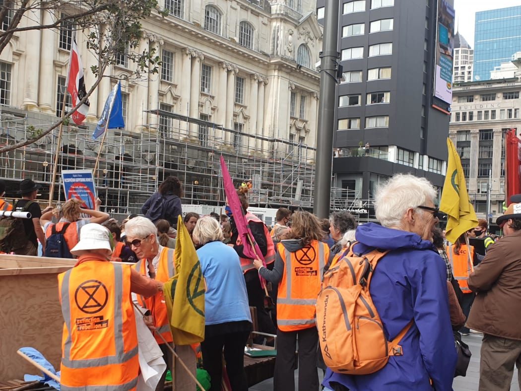 Extinction Rebellion join the Auckland crowd.