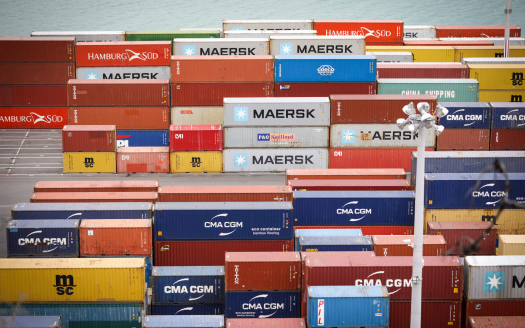 Containers being unloaded at Lyttelton Port