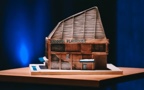 A 50th birthday cake for the Hannah Playhouse 2023 made by Stiletto Bakery Johnsonville