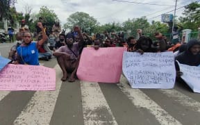 A demonstration by West Papuans against the Indonesian government's plans for Special Autonomy provisions for their region, Manokwari, 15 July 2021