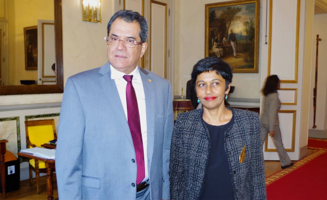 French Polynesia's president Edouard Fritch meets French overseas minister Ericka Bareigts in Paris