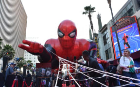 A giant inflatable Spider-Man is displayed on the red carpet for "Spider-Man: Far From Home" World premiere in Hollywood.