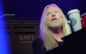 Gregg Allman performing at a music and arts festival in Alabama in 2010.