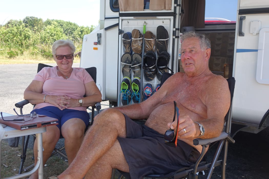 Warren and Jean Davis from Tauranga endured a sleepless night in their caravan at Waiwhakaiho and said they would not be going back.