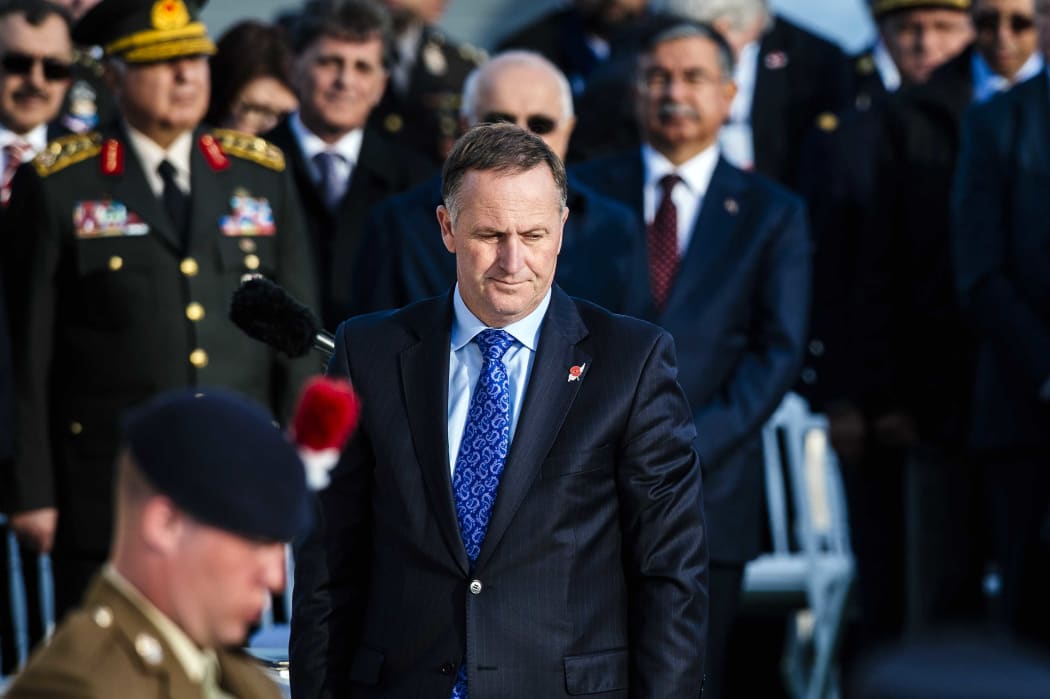 New Zealand Prime Minister John Key attends a memorial service marking the 100th anniversary of the start of the Battle of Gallipoli