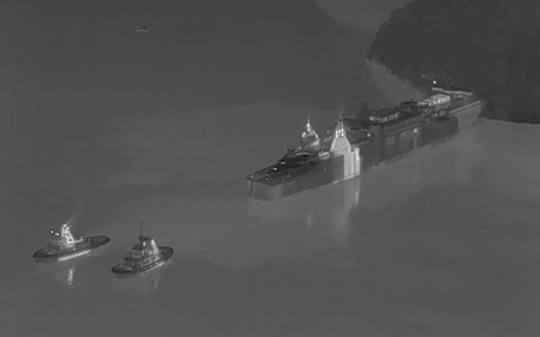 A thermal drone captured the refloating of the Interislander's Aratere ferry by Port Marlborough’s tugs Maungatea and Monowai in Picton Harbour on Saturday 22 June 2024.