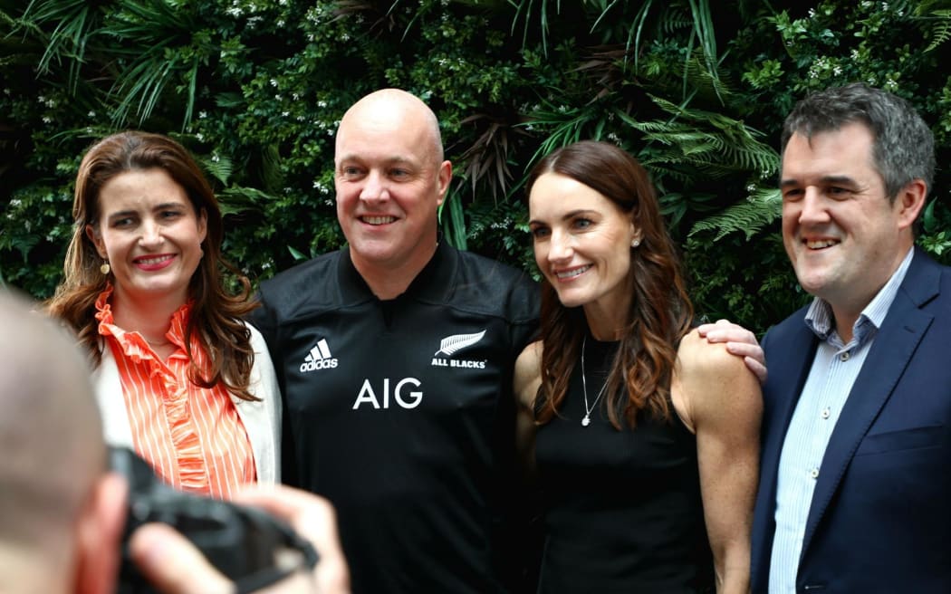 National Party deputy leader Nicola Willis, leader Christopher Luxon, his wife Amanda, and party campaign chair Chris Bishop.