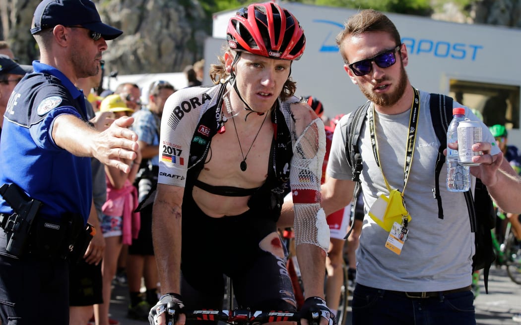 A patched up Shane Archbold after a crash during the 2016 Tour de France.