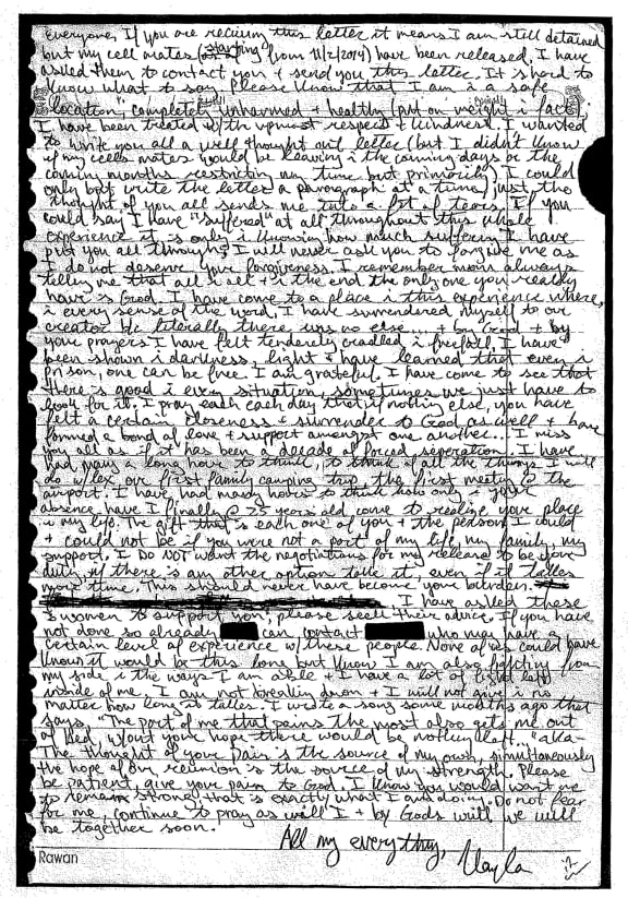 In a letter written in 2014, Ms Mueller tries to reassure her family.