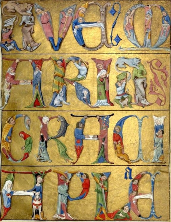 Illuminated Human Alphabet from the 'Heures de Charles d'Angoulême'