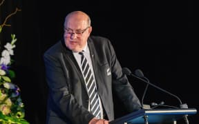 CHRISTCHURCH, NEW ZEALAND - MAY 18: NZR Board member Stewart Mitchell speaks during the New Zealand Black Ferns Capping Ceremony at Rydges Latimer Hotel on May 18, 2019 in Christchurch, New Zealand.
