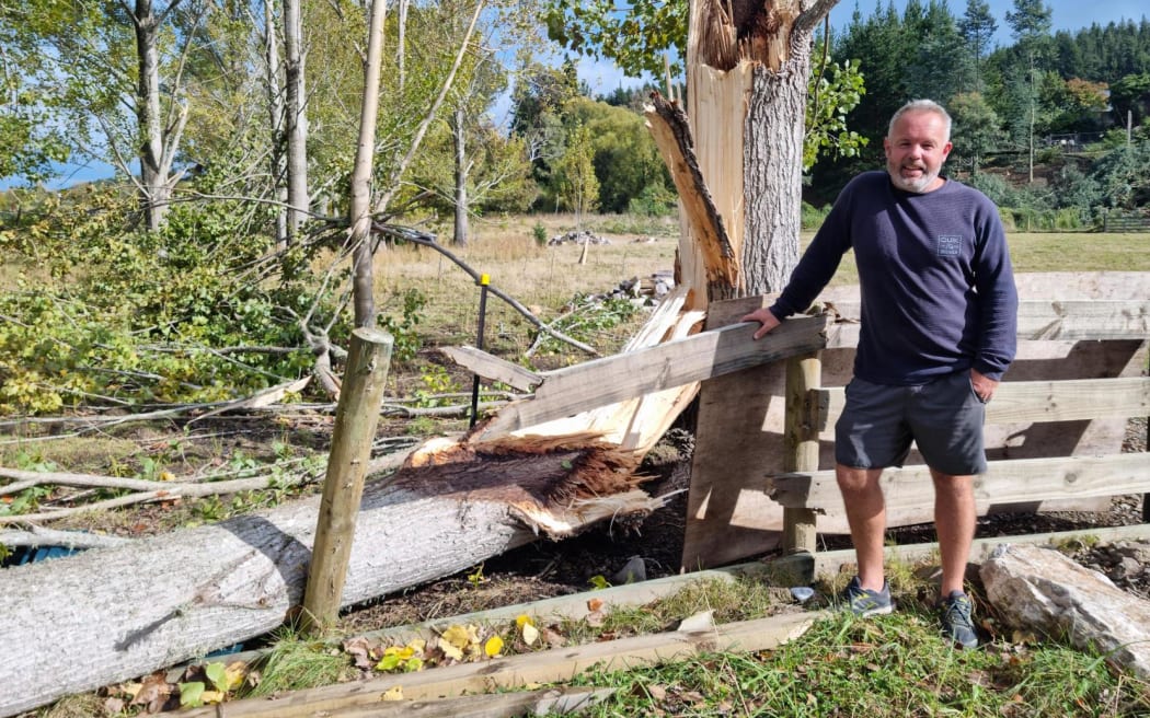 A glasshouse and pergola were destroyed and trees uprooted at James Petersen's property in Westdale Road, but his house was thankfully undamaged.