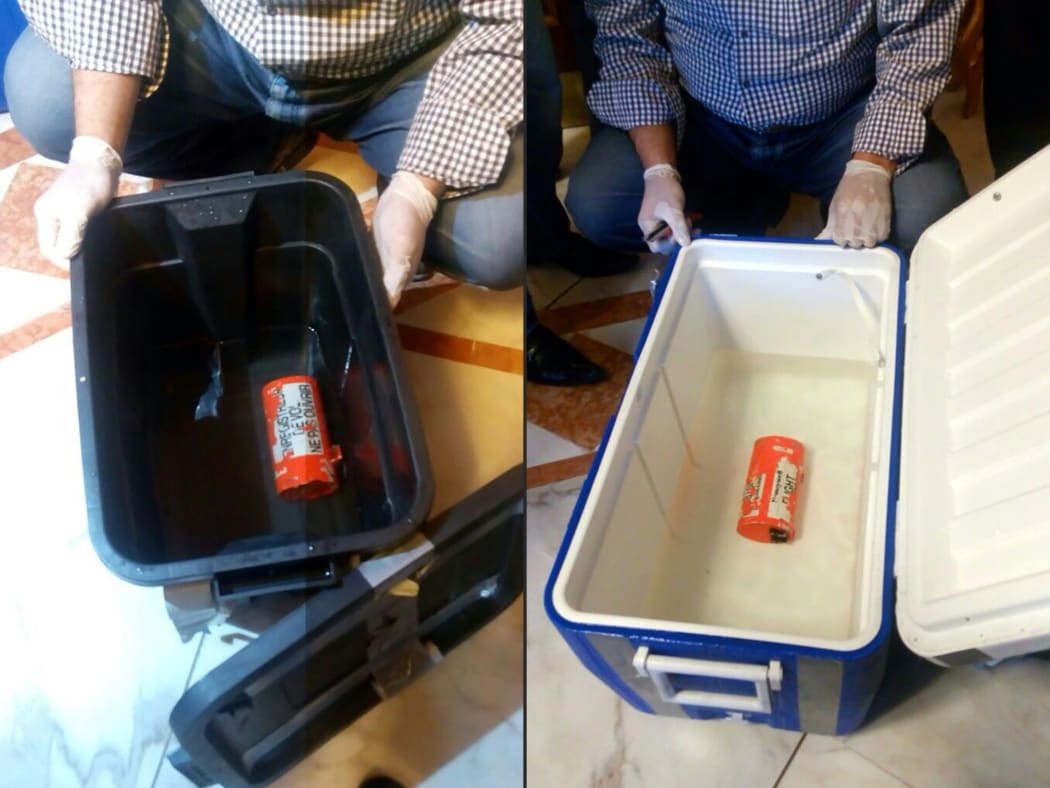 The two MS804 flight recorders recovered from the Mediterranean Sea.