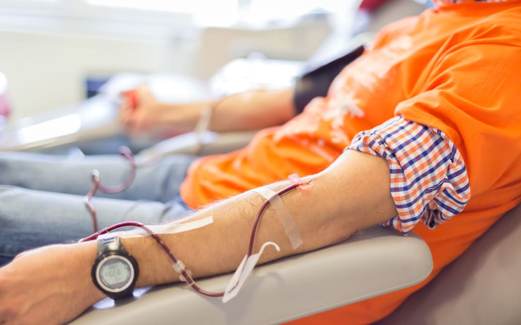 Blood donor at donation