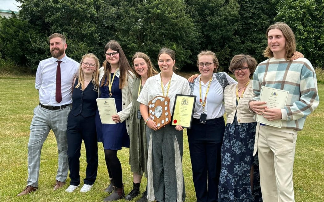 Sophia Stratford (fifth from left) has a few awards under her belt already after her first year of saddlery study